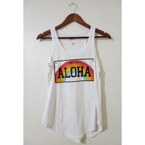 VTG Arizona Jean Co. ALOHA Hawaii Rainbow Women's Tank Top SZ S RARE
